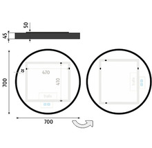 LED kulaté zrcadlo s osvětlením Nimco ZP 31000 Ø 70 cm IP 44