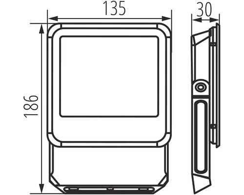 Technický výkres reflektoru s rozměry