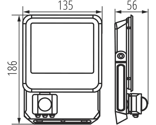 Technický výkres venkovní lampy s rozměry