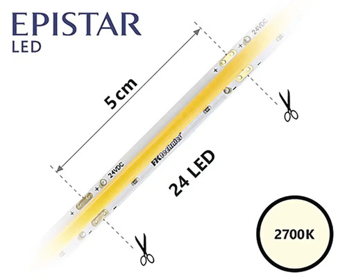 LED pásek Epistar, délka 5 cm, s 24 LED a 2700 Kelviny