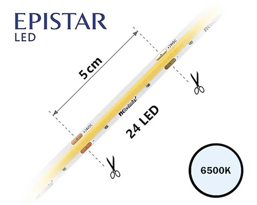 LED pásek Epistar, lze zkrátit každých 5 cm, 24 LED, 6500 Kelvinů
