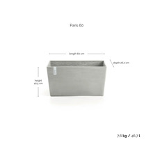 Obdélníkový květináč Paris 60 o rozměrech 60 cm délka, 26,2 cm hloubka a 40,5 cm výška