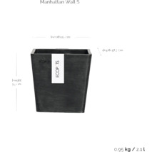 Ecopots Manhattan nástěnný květináč S, výška 15 centimetrů, délka 15 centimetrů a hloubka 17,2 centimetrů