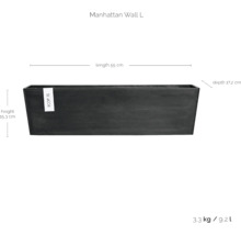 Obdélníkový květináč o rozměrech 55 cm délka, 15,3 cm výška a 17,2 cm hloubka.