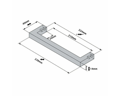 Technický nákres madla s rozměry