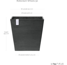 Květináč Rotterdam Wheels 50 s rozměry