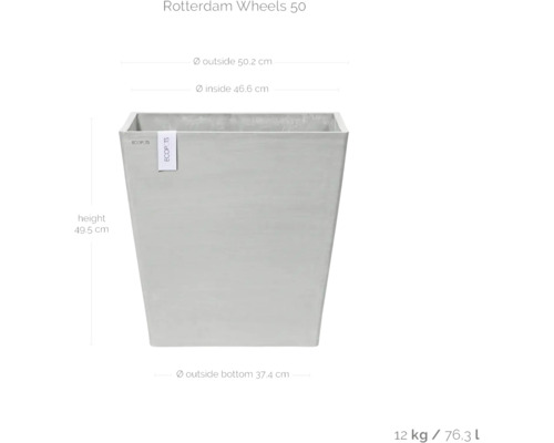 Obdélníkový plastový květináč, výška 49,5 cm