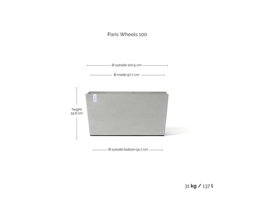Květináč Paris Wheels 100 s rozměry