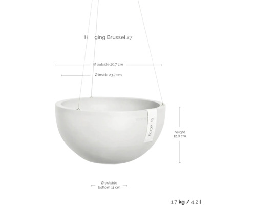 Závěsný květináč Brusel 27 s rozměry