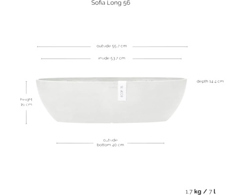 Květináč Sofia Long 56 s rozměry