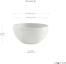 Květináč Brusel 35 o rozměrech výška 16,7 cm, vnější průměr 35 cm, vnitřní průměr 33,2 cm, vnější průměr dna 18 cm