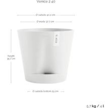 Květináč Benátky 2 40 o rozměrech výška 35,7 cm, vnější průměr 40,2 cm a vnitřní průměr 37,7 cm