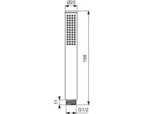Technický nákres ruční sprchy s rozměry