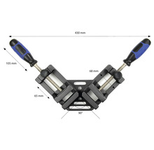 Rohová svěrka s držadly a rozměry