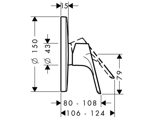 Technický výkres armatury s rozměry
