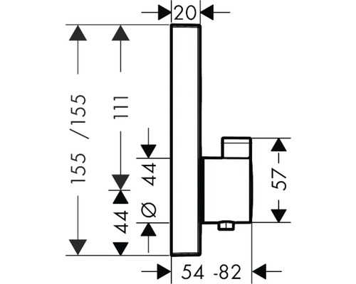 Technický nákres držáku na ručníky s rozměry