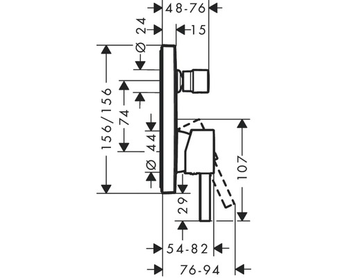 Technický výkres armatury s rozměry