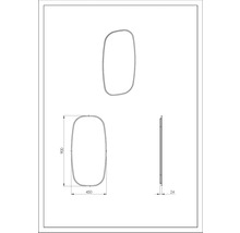 Technický nákres zrcadla o rozměrech 900 x 450 x 24 mm.