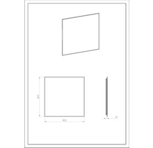 Technický výkres zrcadla, čtvercové, 800 x 800 mm