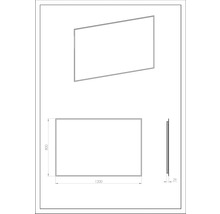 Technický výkres sprchové stěny o rozměrech 1200 x 800 x 29 mm