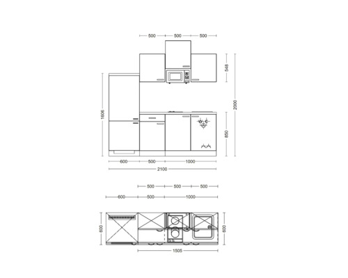 Plán kuchyně s rozměry