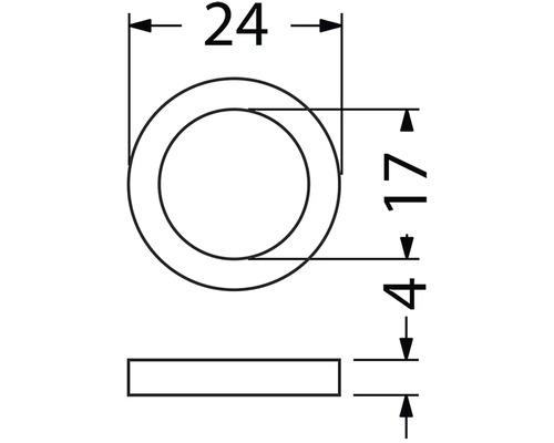 Technický výkres těsnicího kroužku o rozměrech 24, 17 a 4