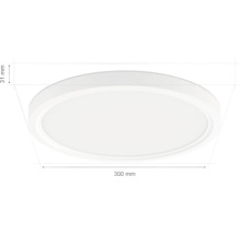 Bílé LED stropní svítidlo o rozměrech 300 mm x 31 mm.