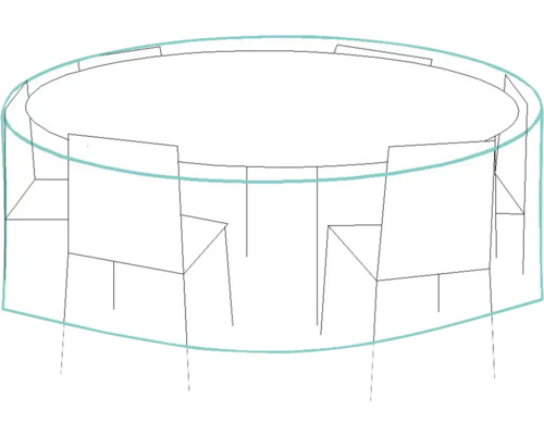 Nákres zahradního stolu se židlemi a krytem
