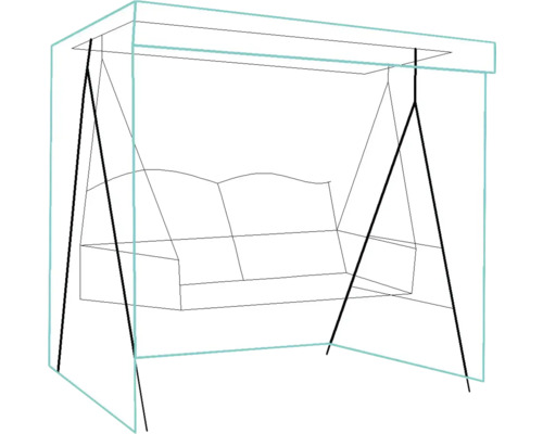 Nákres zahradní houpačky se střechou