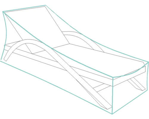 Nákres dřevěného lehátka pro venkovní použití