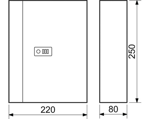 Rozměry trezoru na klíče: 220 x 250 x 80 milimetrů