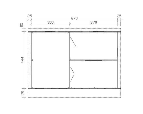 Půdorys zahradního domku s rozměry