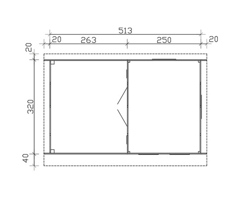 Půdorys zahradního domku s rozměry
