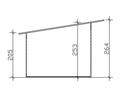 Technický výkres zahradního domku s rozměry