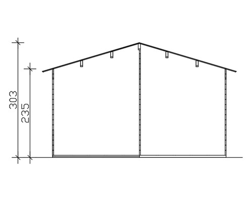 Technický výkres zahradního domku s rozměry