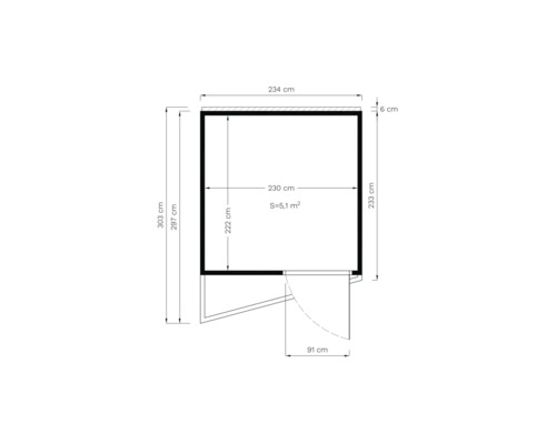 Ilustrace s rozměry pro zahradní domek