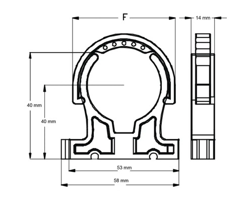 Technický výkres trubkové objímky s rozměry