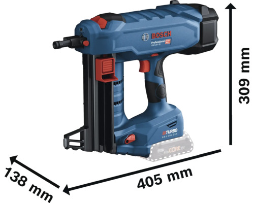 Akumulátorová hřebíkovačka Bosch s rozměry
