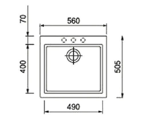 Technický výkres dřezu s rozměry