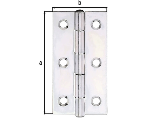 Obrázek dveřního závěsu s rozměry a a b.