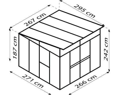 Obrázek zahradního domku s rozměry