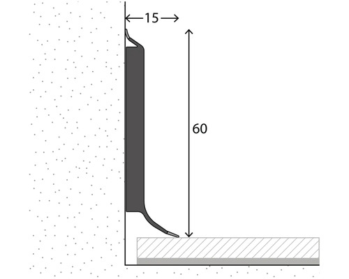 Obrázek soklové lišty o rozměrech 15 x 60 milimetrů