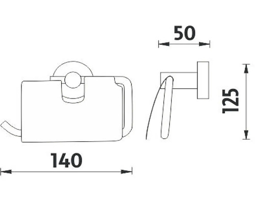 Technický výkres držáku toaletního papíru s rozměry