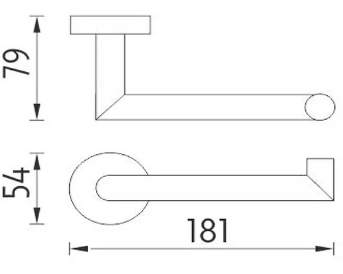 Technický nákres držáku toaletního papíru s rozměry