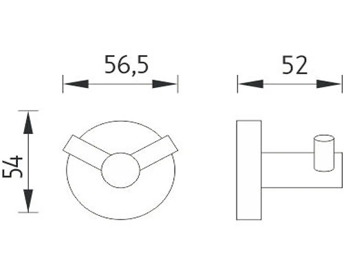 Technický nákres háčku na kabáty s rozměry
