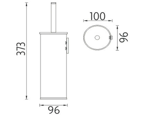 Technický nákres sady WC štětky s rozměry