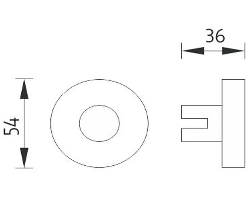 Technický výkres rozety s rozměry 54 a 36
