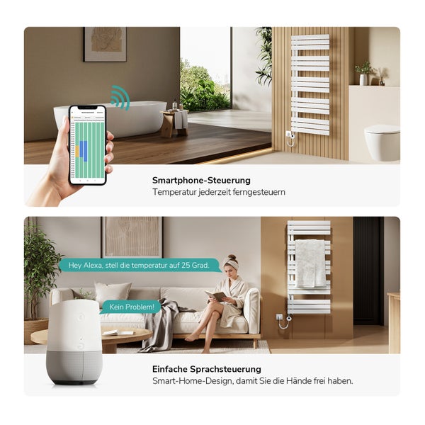 Scénická fotografie: Ovládání smartphonem a hlasové ovládání radiátoru v provedení chytré domácnosti.