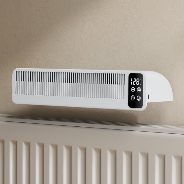 Radiátorový ventilátor pro montáž nad radiátor s digitálním displejem a dotykovým ovládacím panelem