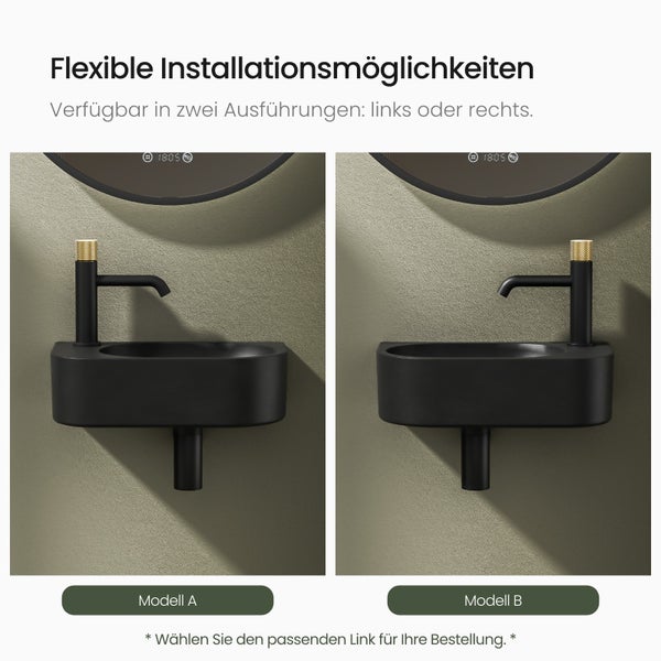 Dvě umyvadla pro flexibilní instalaci, možnost montáže vlevo nebo vpravo.